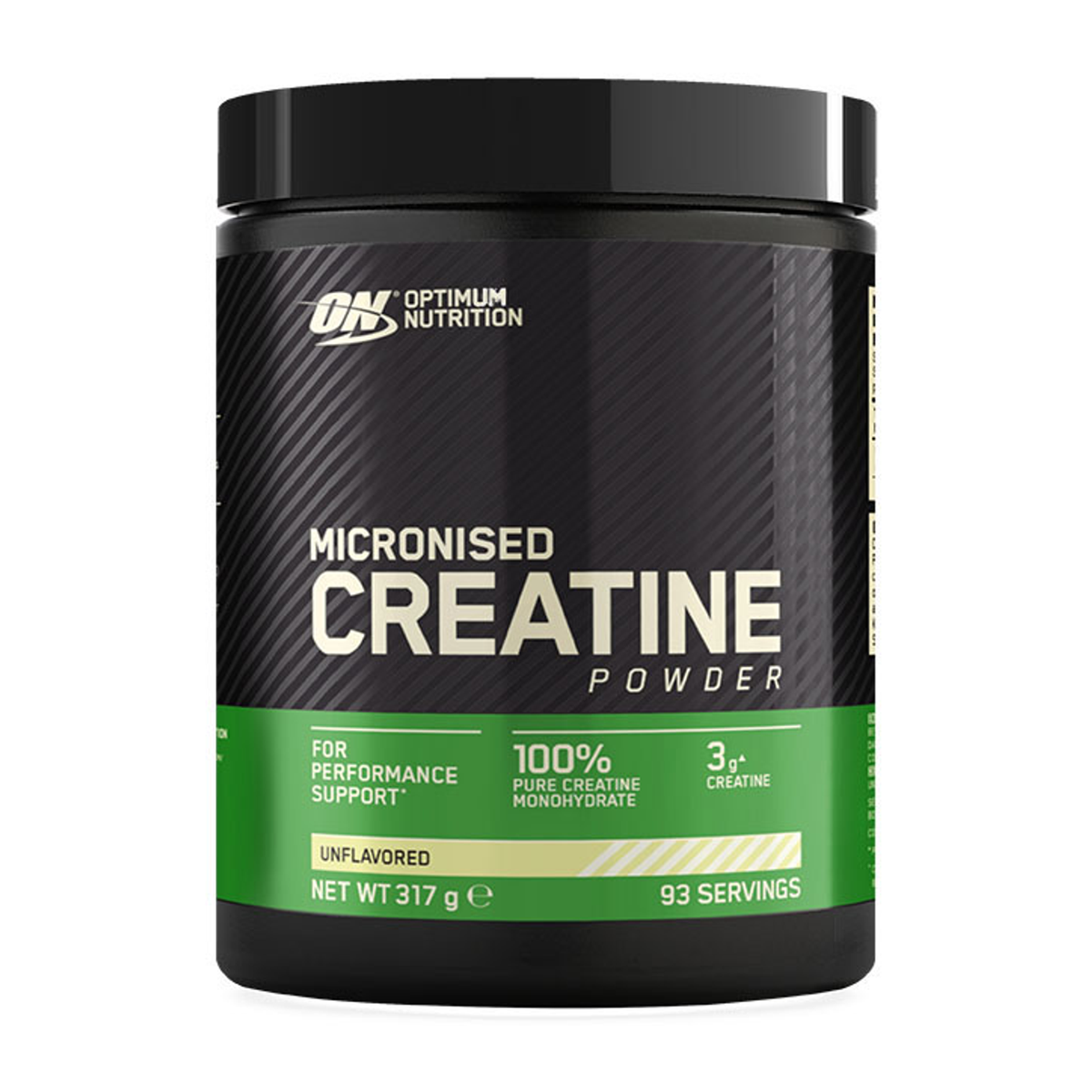 Optimum Nutrition micronised creatine monohydrate unflavoured powder 317g, imported from the UK