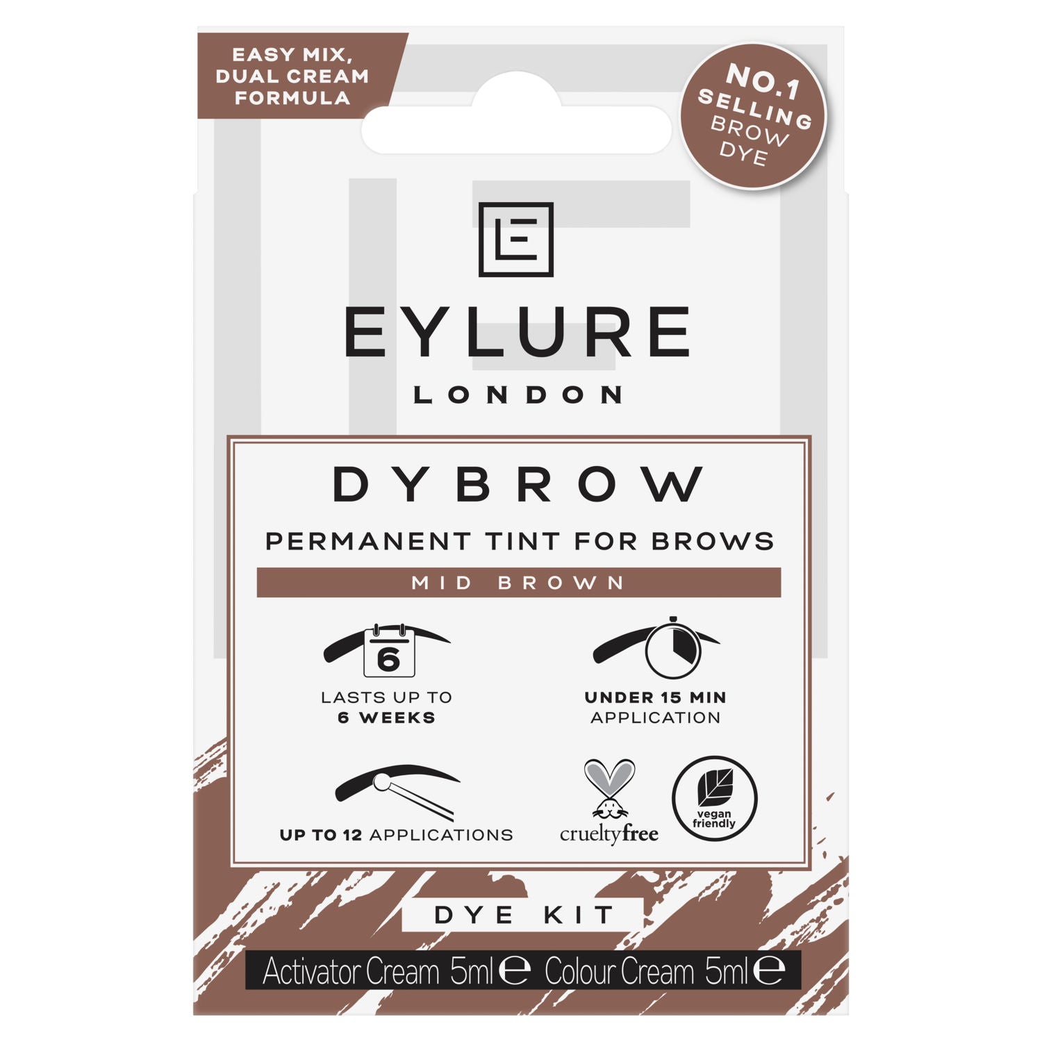 Eylure London brow dye kit Mid Brown, UK version