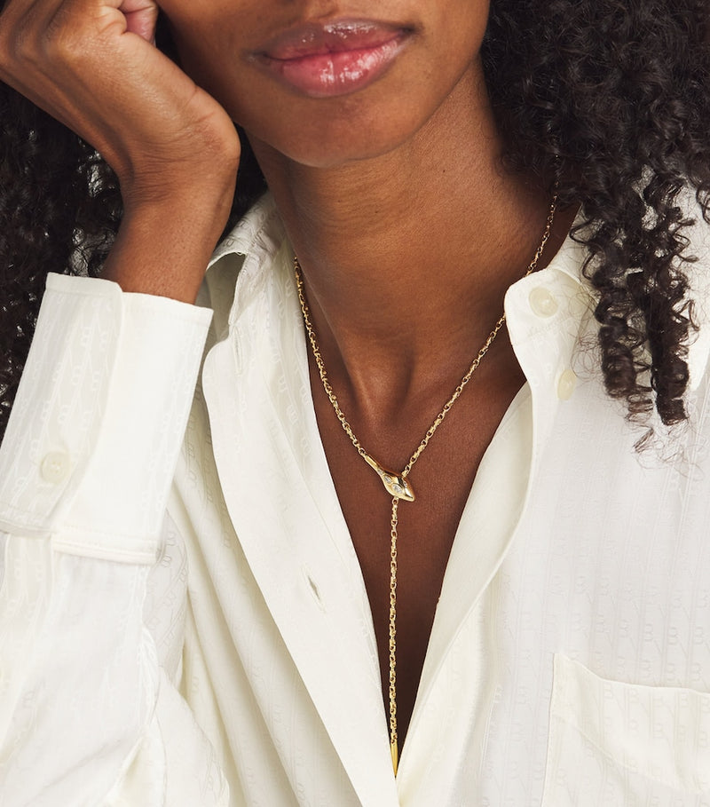Jacquie Aiche yellow gold and diamond snake necklace, imported from the UK