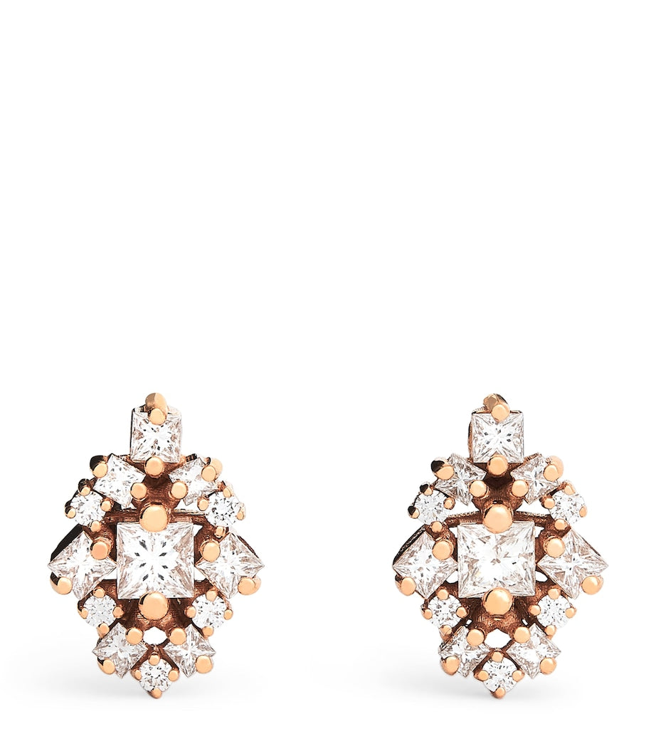 Suzanne Kalan La Fantasie rose gold diamond stud earrings (British brand)