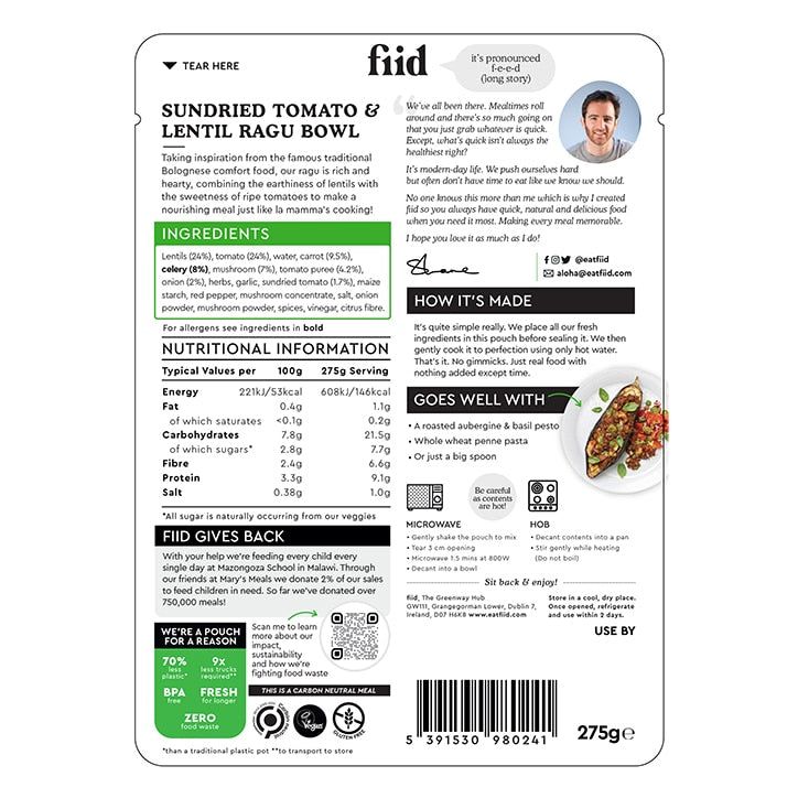 fiid Smoky Black Bean Chilli Bowl 275g GOODS Holland&Barrett Lentil & Sweet Potato Curry Bowl