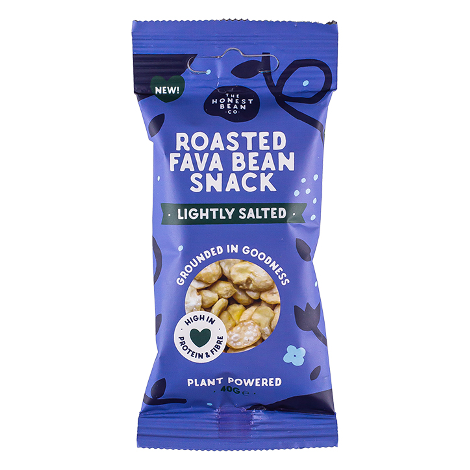 The Honest Bean Co Roasted Fava Bean Snack Sea Salt & Cider Vinegar 40g - Lightly Salted
