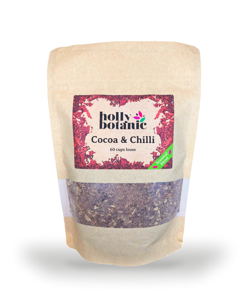 Holly Botanic cocoa chilli tisane loose leaf 60 cup (British brand)