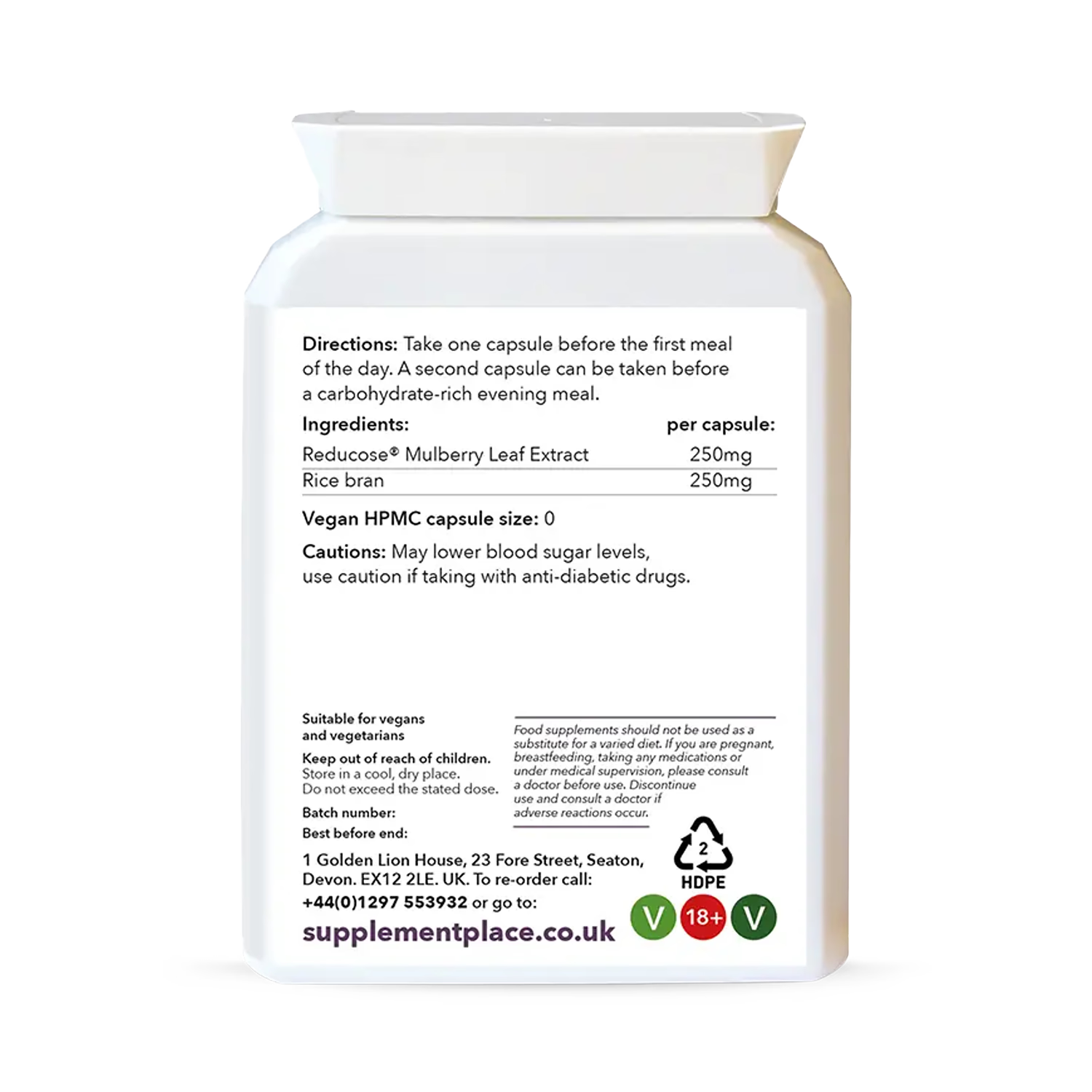 Supplement Place Reducose Mulberry Leaf Extract 250mg 60 capsules (British brand)