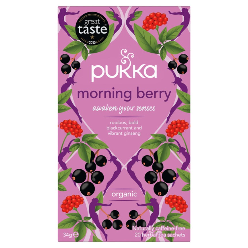 Pukka Organic Morning Berry 20 Herbal Tea Sachets 34g