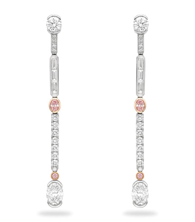 Harrods Boodles Platinum Rose Gold and Diamond Play of Light Drop Earrings- Buy online at McGrocer