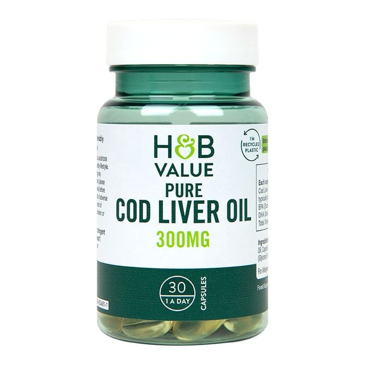 H&B Value Pure Cod Liver Oil 300mg 30 Capsules GOODS Holland&Barrett