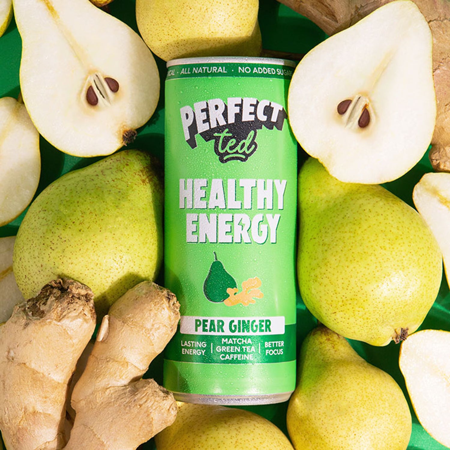 PerfectTed matcha energy drink pear ginger 4x250ml (British brand)