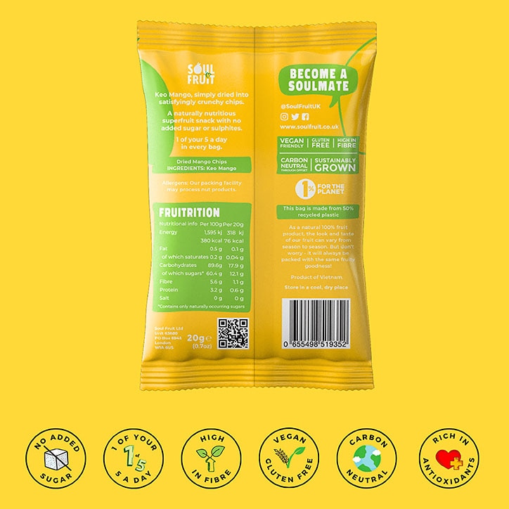 Soul Fruit Crunchy Dried Jackfruit Chips 20g GOODS Holland&Barrett