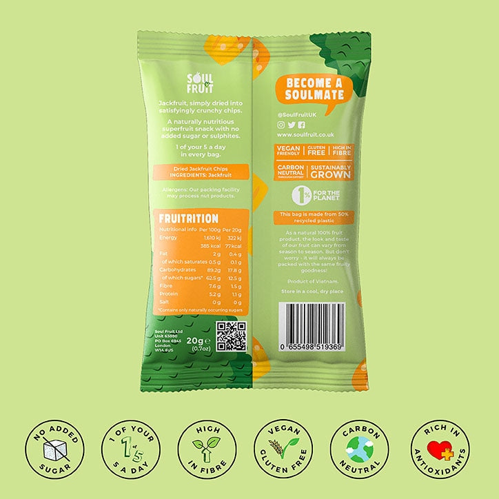 Soul Fruit Crunchy Dried Jackfruit Chips 20g GOODS Holland&Barrett