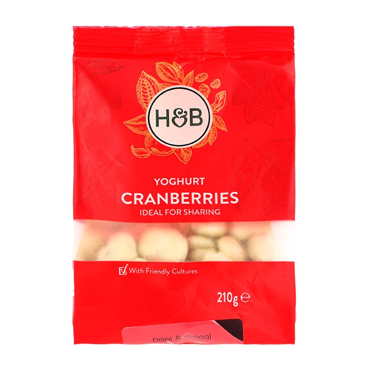 Holland & Barrett Yoghurt Flavour White Chocolate Coated Cranberries 210g