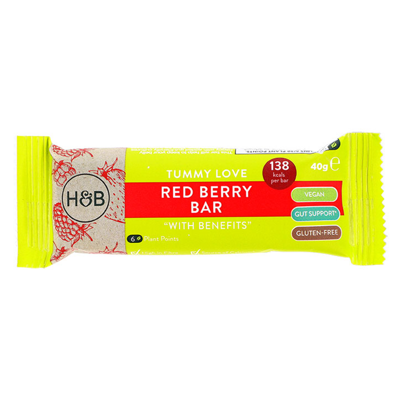 Holland & Barrett Tummy Love Cocoa Hazelnut Bar with Benefits 40g - Red Berry