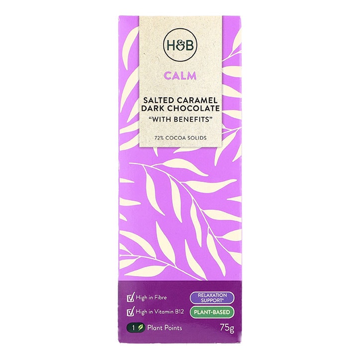 Holland & Barrett Calm Salted Caramel Dark Chocolate with Benefits 75g GOODS Holland&Barrett