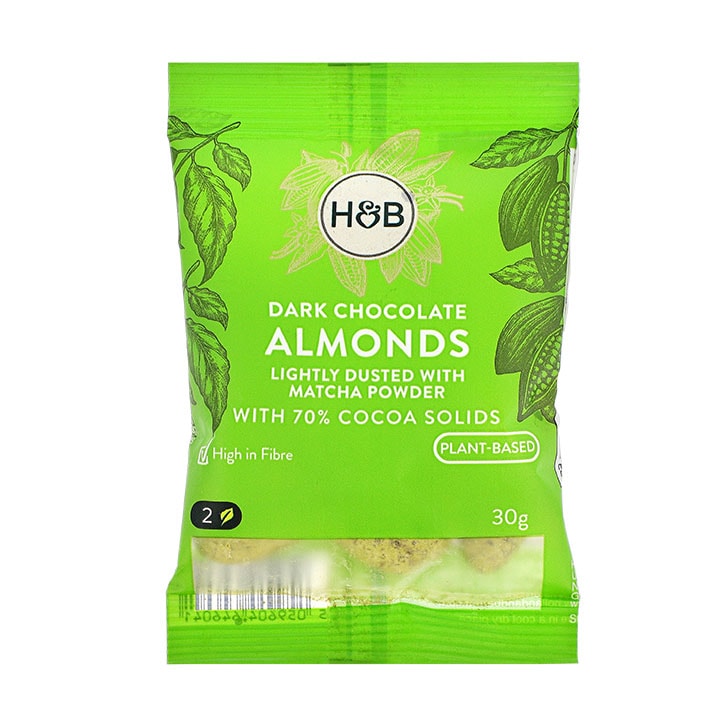 Holland & Barrett Dark Chocolate Matcha Coated Almonds 30g GOODS Holland&Barrett