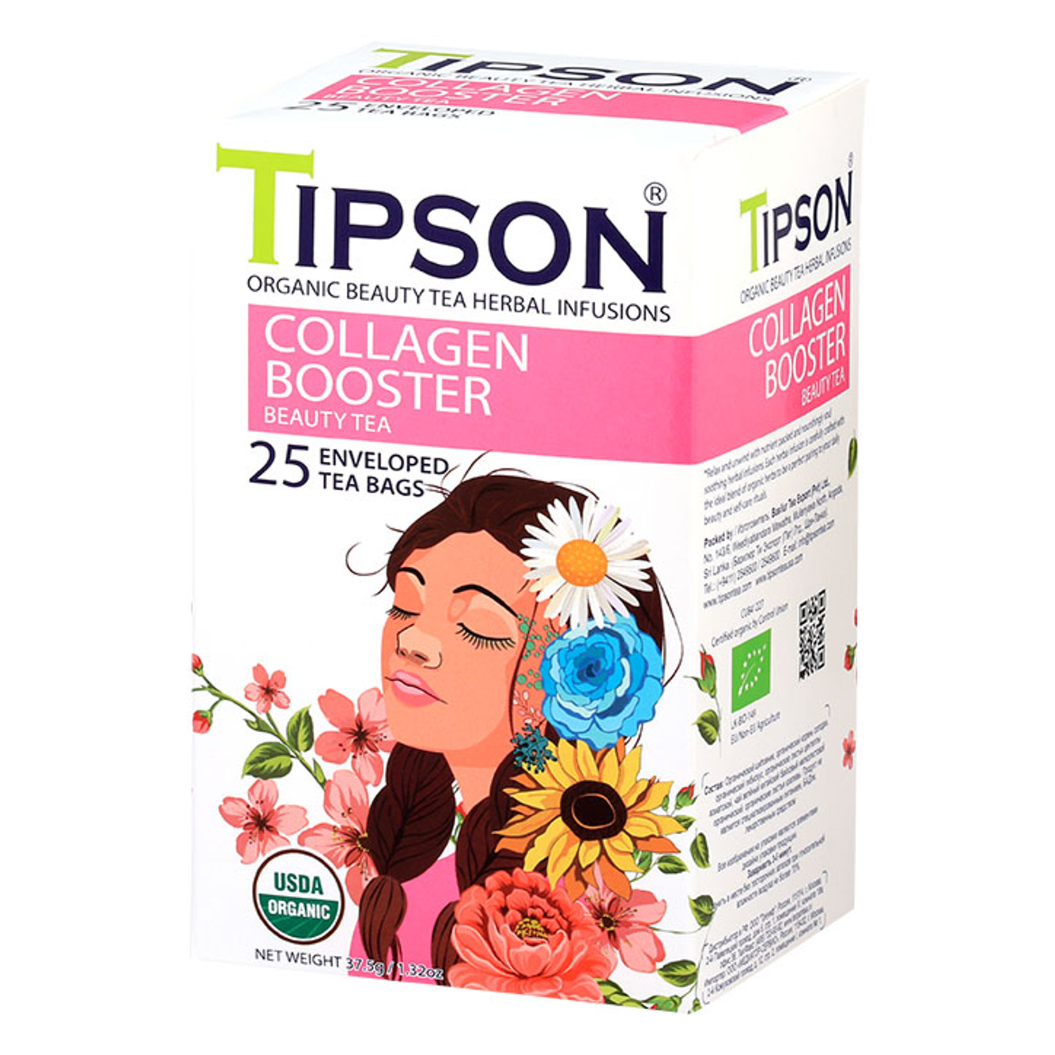 Tipson Organic Infusion Moringa Ginger (25 Enveloped Tea Bags) - Collagen Booster