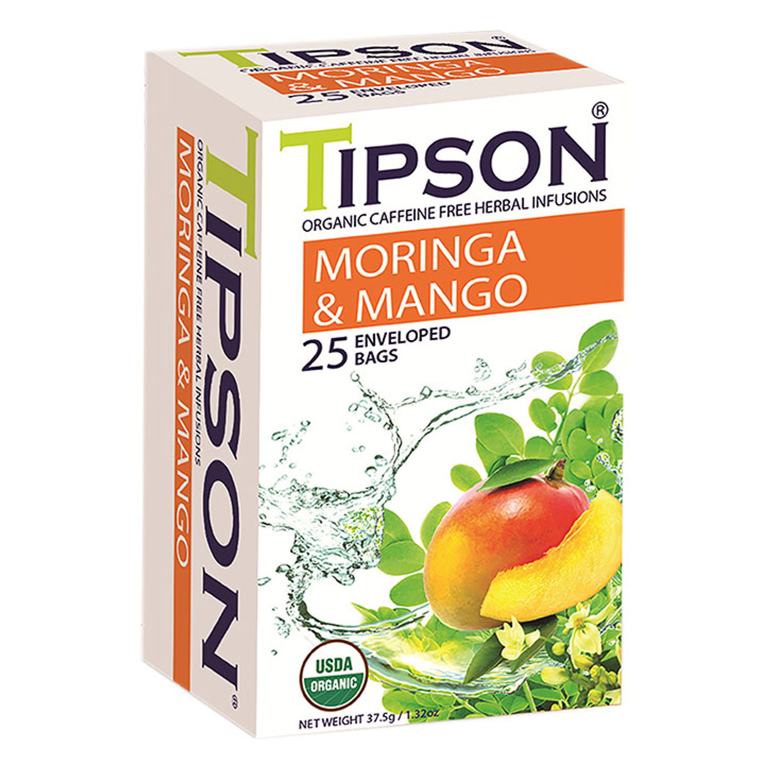 Tipson Organic Infusion Moringa Ginger (25 Enveloped Tea Bags) - Moringa Mango