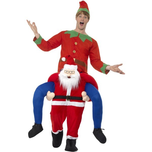 Smiffys Piggyback Santa costume with mock legs (British brand)