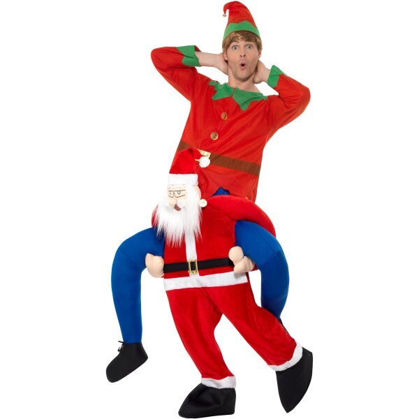 Smiffys Piggyback Santa costume with mock legs (British brand)