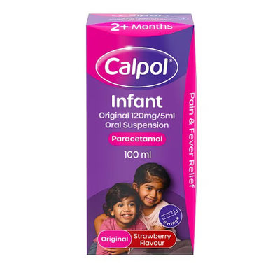 Calpol Infant Suspension Jordbærsmak Baby Feberlindring 100ml