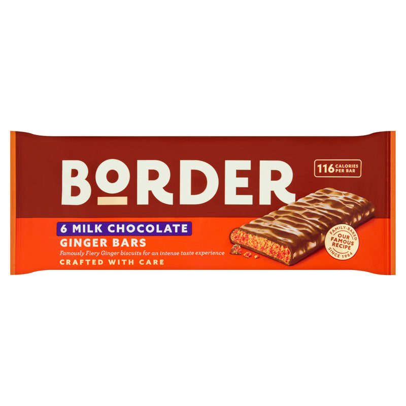 Border Milk Chocolate Ginger Bars 6 x 24g - British product