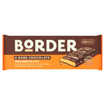 Border dark chocolate orange biscuit bars 144g - British product