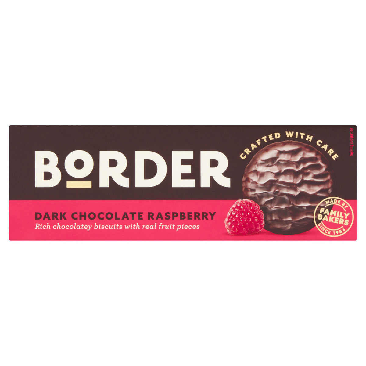 Border dark chocolate raspberry biscuits 150g (British brand)