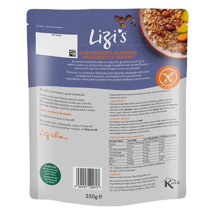 Lizi's Gluten Free Hazelnuts, Pecans &amp; Almonds Granola 350g