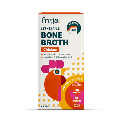 Holland & Barrett Freja Instant Bone Broth Classic Chicken 4 x 15g- Buy online at McGrocer