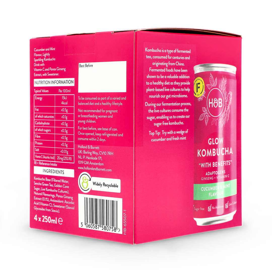 Holland  Barrett Glow Kombucha 4x 250ml