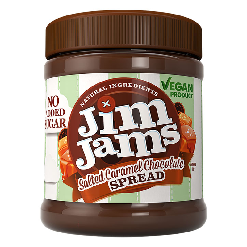 JimJams Vegan No Added Sugar Hazelnut Chocolate Spread 330g - Salted Caramel Chocolate