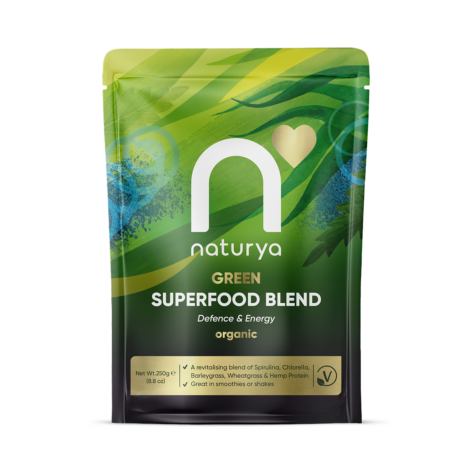 Naturya Organic Green Superblend 250g, imported from the UK