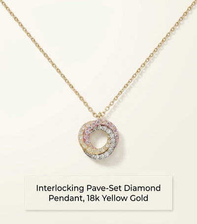 Harrods Cartier Mixed Gold and Diamond Trinity Necklace 36-40cm- Buy online at McGrocer