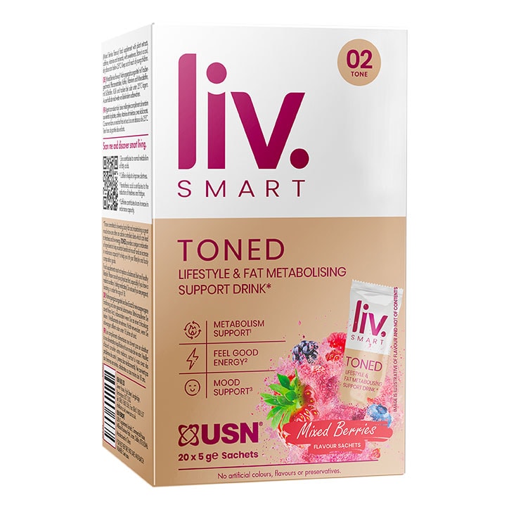 USN Liv.Smart Toned Lifestyle & Fat Metabolising Support Mixed Berries Sachets 20 x 5g GOODS Holland&Barrett