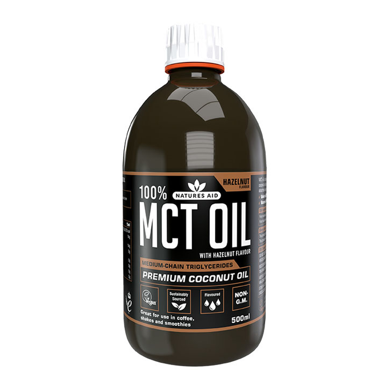 Natures Aid Medium Chain Triglycerides (MCT) Oil with Caramel Flavour 500ml - Hazelnut