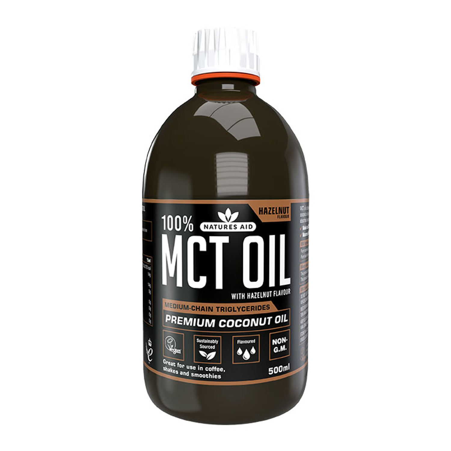 Natures Aid Medium Chain Triglycerides (MCT) Oil with Caramel Flavour 500ml - Hazelnut