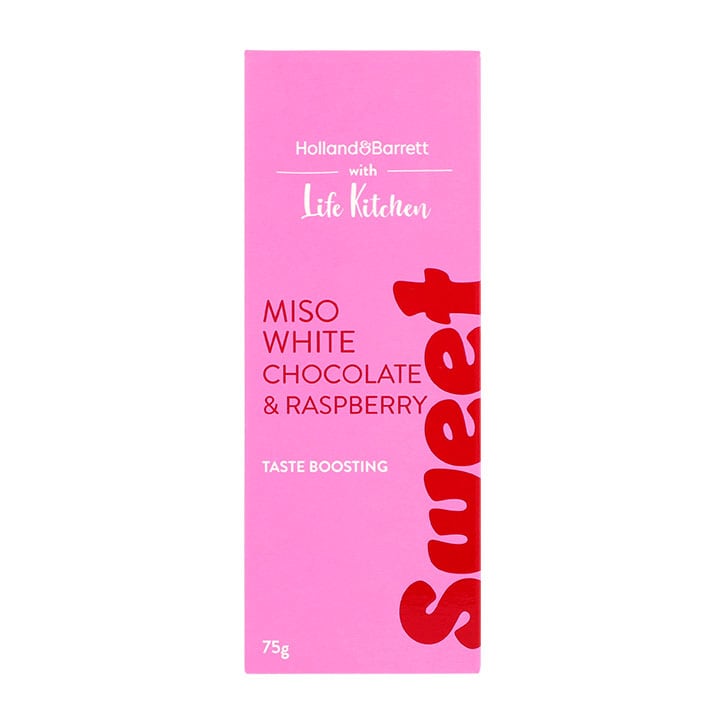 Holland & Barrett with Life Kitchen Miso White Chocolate & Raspberry 75g