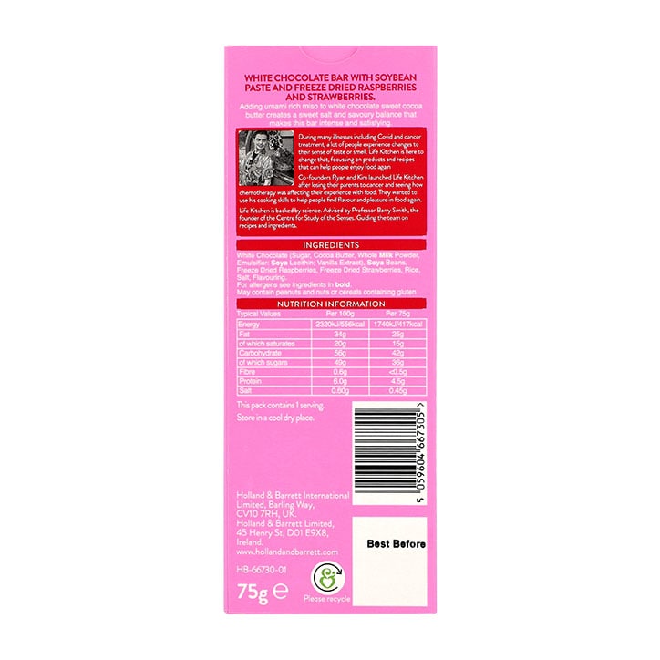 Holland & Barrett with Life Kitchen Miso White Chocolate & Raspberry 75g GOODS Holland&Barrett