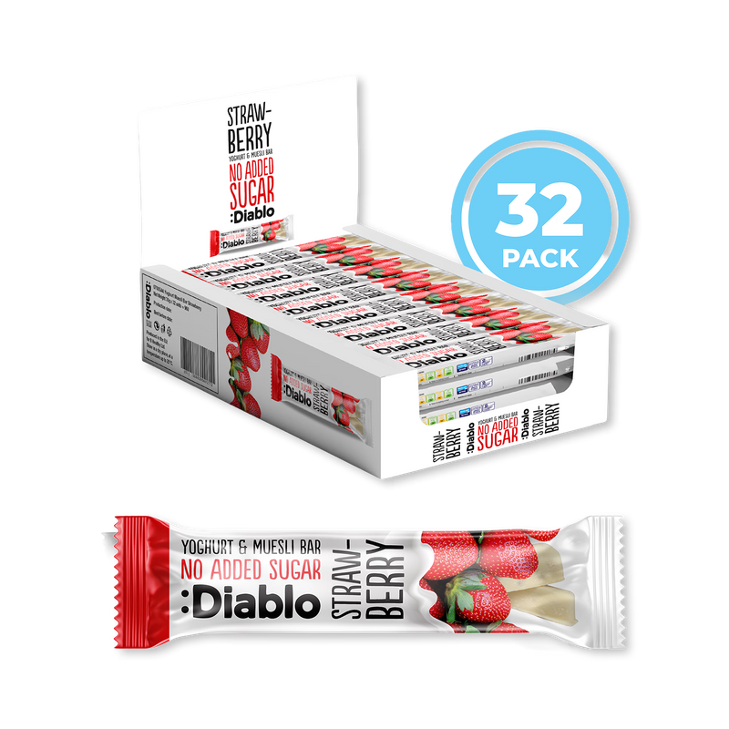 Diablo yoghurt coated strawberry muesli bar pack of 32 (British brand)