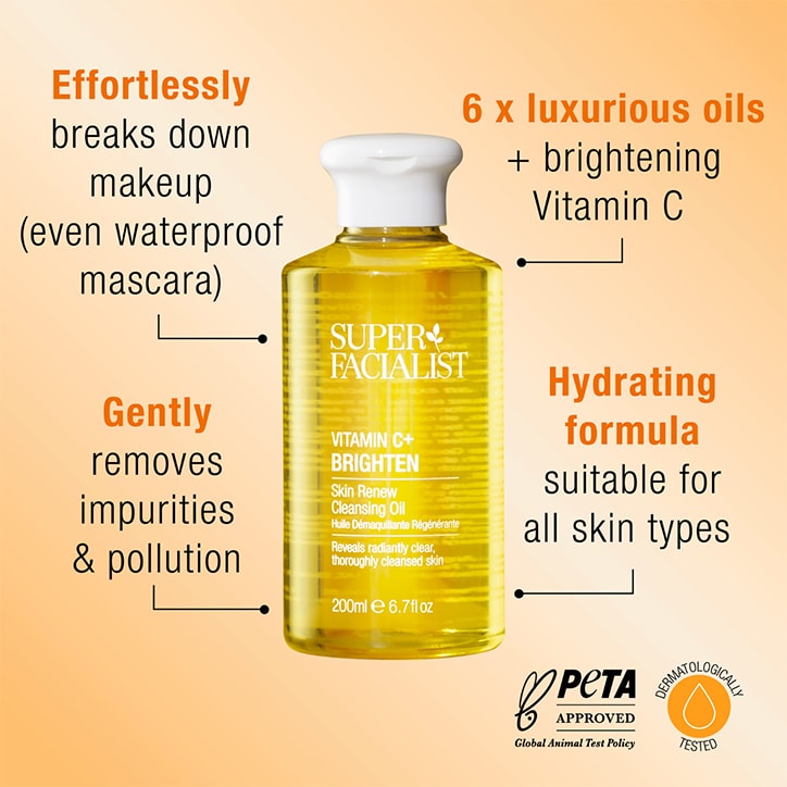 Super Facialist Vitamin C+ Brighten Skin Renew Cleansing Oil 200ml GOODS Holland&Barrett