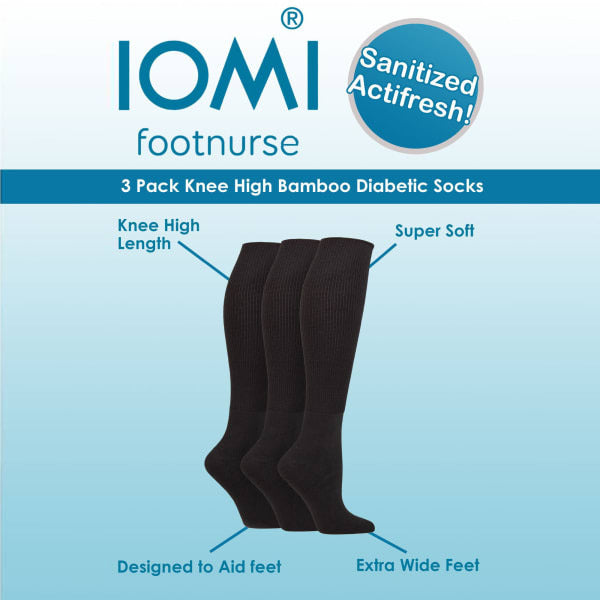 IOMI knee high diabetic bamboo socks 3 pack - British product
