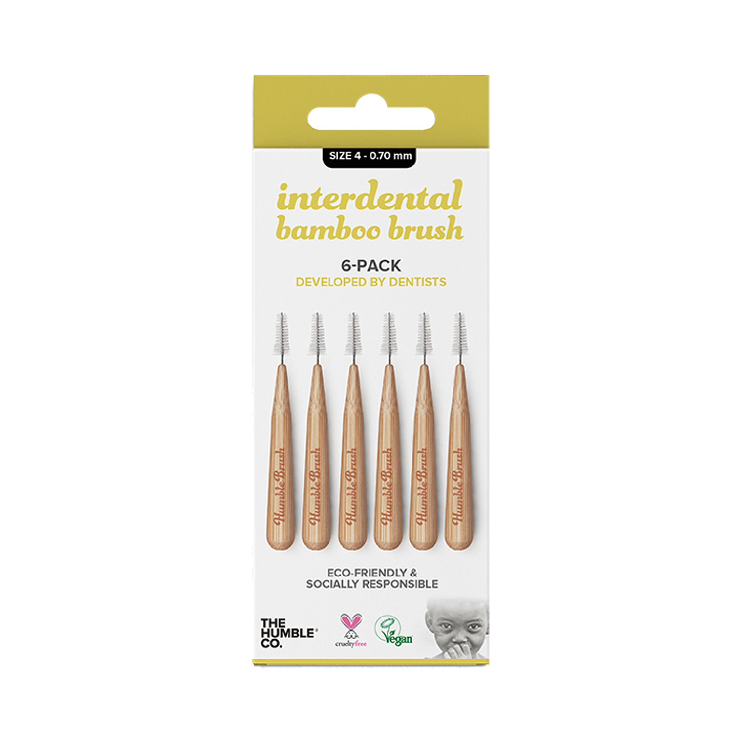 Humble Bamboo Interdental Brush Size 4 Yellow 6 Pack - Size 4 - Yellow