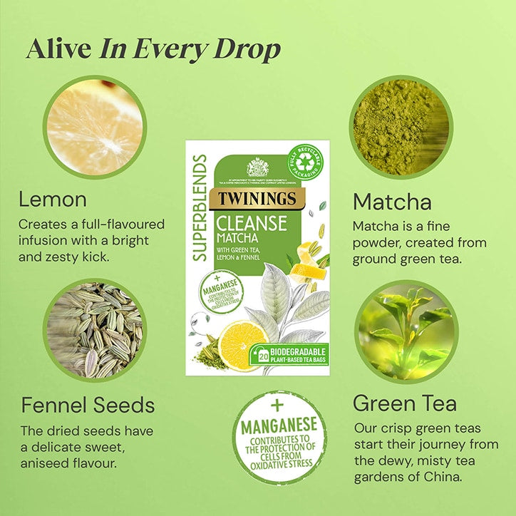 Twinings Superblends Cleanse Matcha Tea 20 Tea Bags