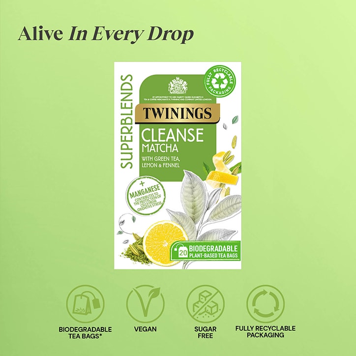 Twinings Superblends Cleanse Matcha Tea 20 Tea Bags GOODS Holland&Barrett