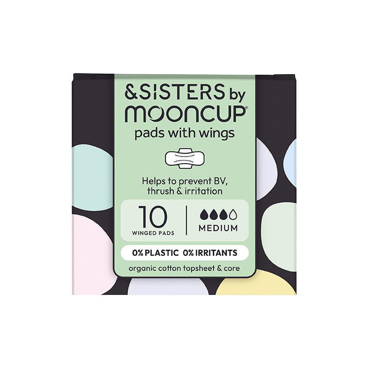 &SISTERS by Mooncup Organic Cotton Period Pads with Wings - Medium 10 Pack GOODS Holland&Barrett   