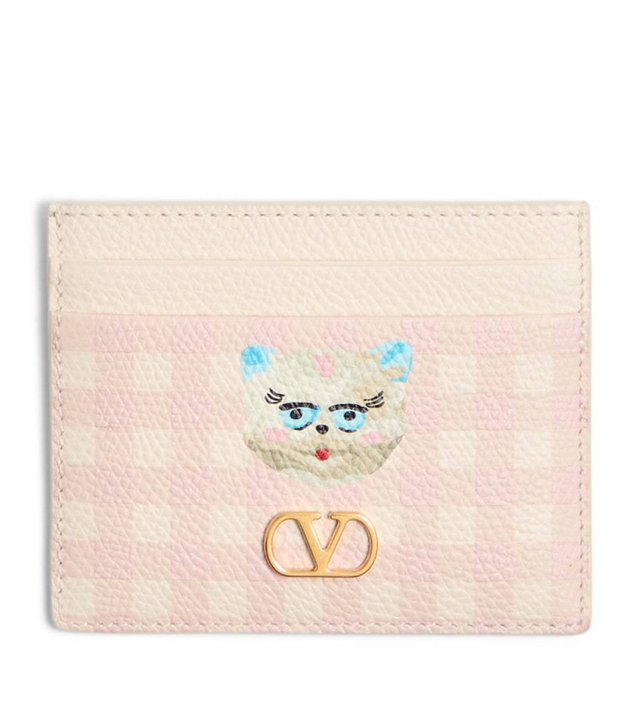 Valentino Garavani VLogo Signature grained leather card holder, imported from the UK