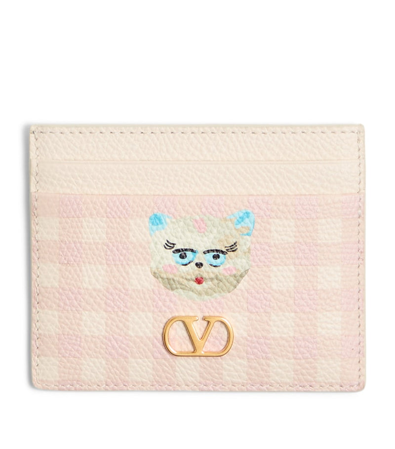 Valentino Garavani VLogo Signature grained leather card holder, imported from the UK