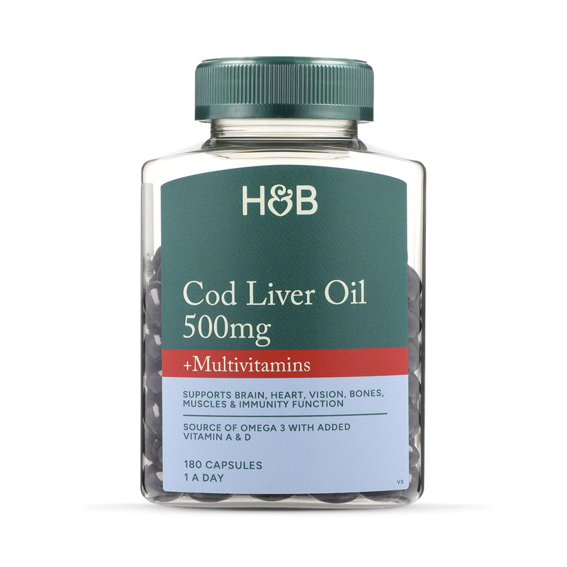 Holland Barrett Pure Cod Liver Oil Multivitamins 500mg 180 Capsules