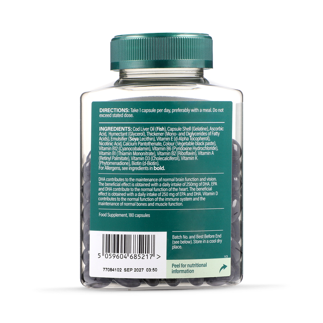 Holland Barrett Pure Cod Liver Oil Multivitamins 500mg 180 Capsules