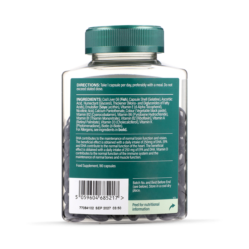Holland Barrett Pure Cod Liver Oil Multivitamins 500mg 180 Capsules