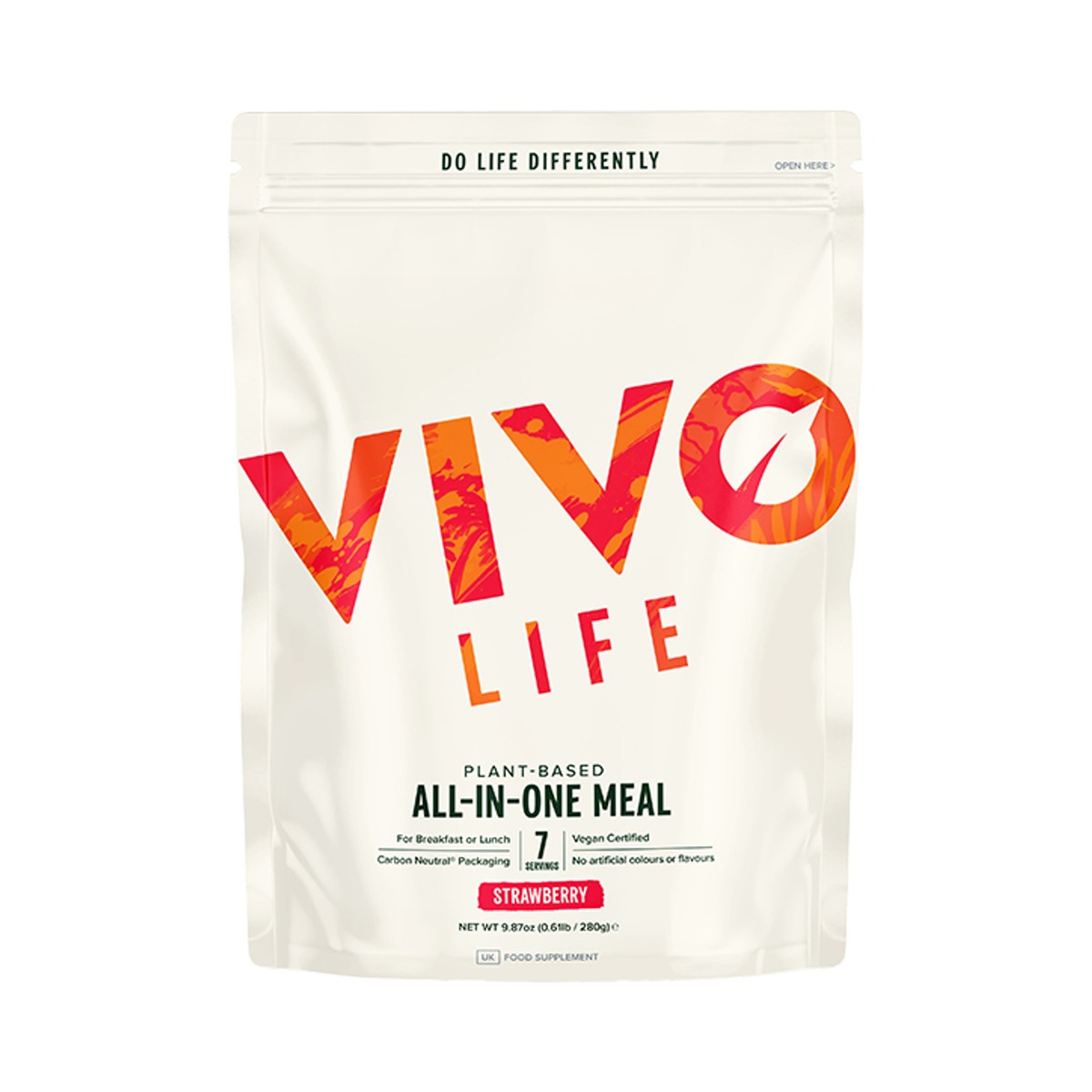 VIVO Life Plant Based All-in One Meal Madagascan Vanilla 280g - Strawberry